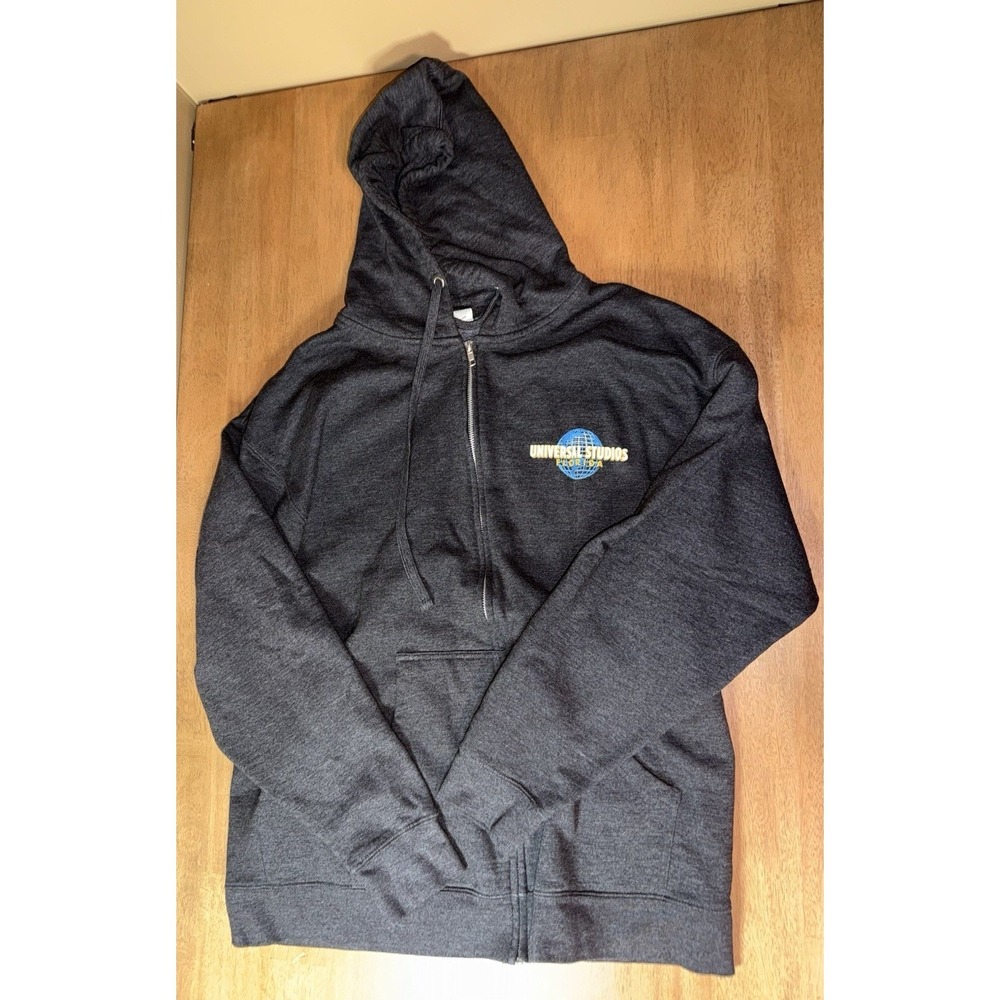 Universal Studios Florida Zip Up Hoodie Charcoal Gray Globe Graphic XL Mens